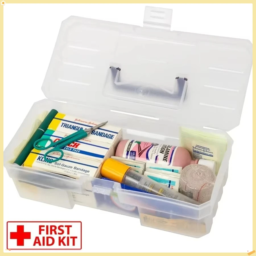 Scatola portaoggetti in plastica trasparente da 12 pollici - Organizzatore portatile per artigianato artistico con manico per forniture e strumenti