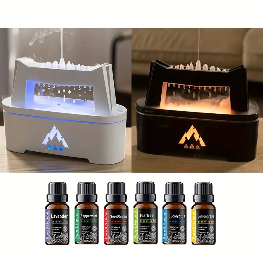 

10.14oz Water Drop Sounds Flame Aroma Diffuser Cloud Rain Essential Oil Diffuser Blue Light Raindrop Humidifier For Home Yoga