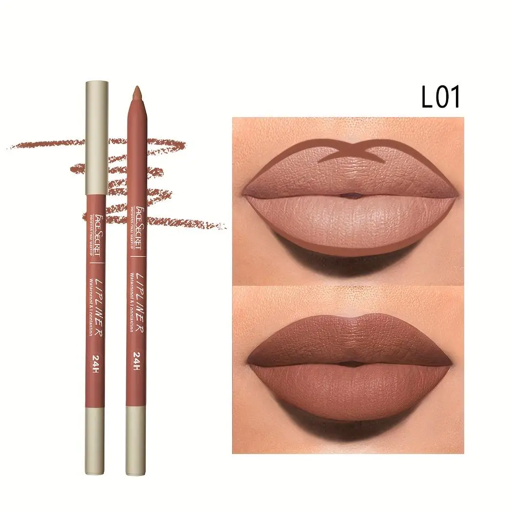 Long Lasting Nude Lip Liner Set, batom impermeável, caneta lisa, presente para uso diário, 3 pcs