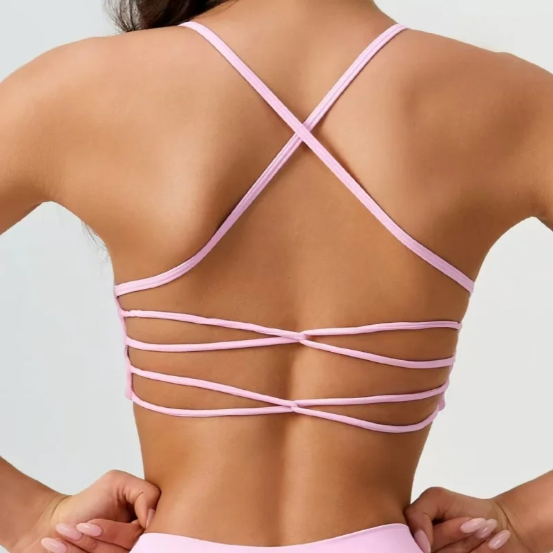Yoga Sports Beautiful Back Bra, Thin Strap Cross Back, Highelastic Breathable Bra, Women Shock‑Absorbing Pilates Training 3