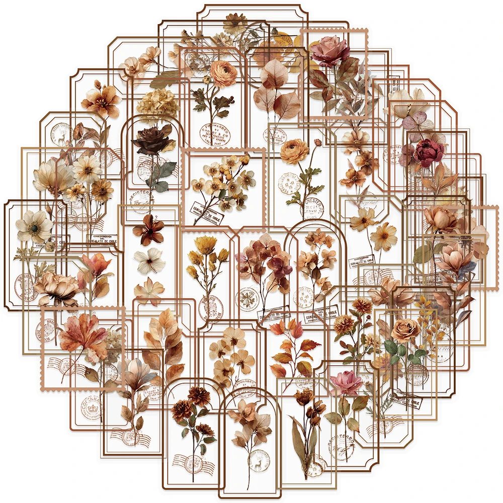 10/30/50 szt. Przezroczyste naklejki w stylu vintage z motywem kwiatowym, wodoodporne, do samodzielnego ozdabiania walizki, lodówki, etui na telefon, kreatywne naklejki z kreskówkami