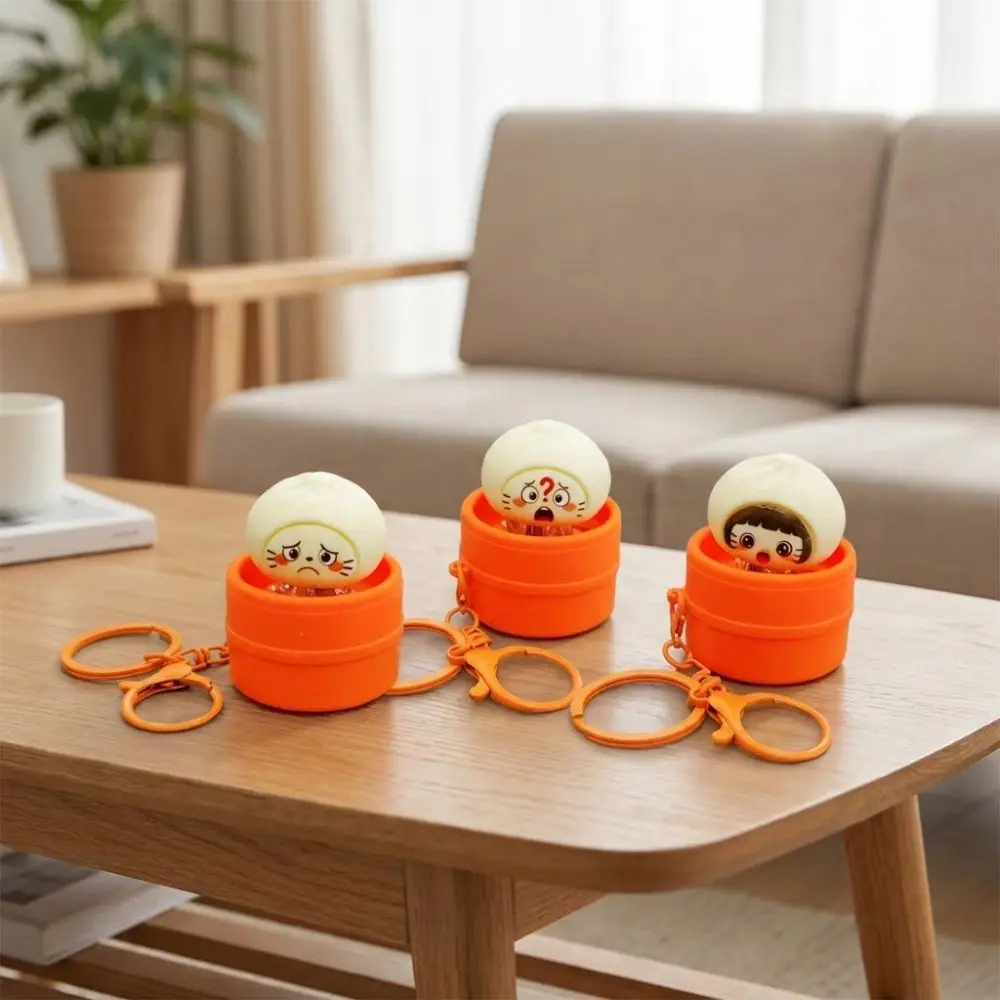Realistic Glowing Steamer Baozi Fidget Keychain Simulation Slow Rebound Soup Dumpling Light Sound Keyring Press Activated