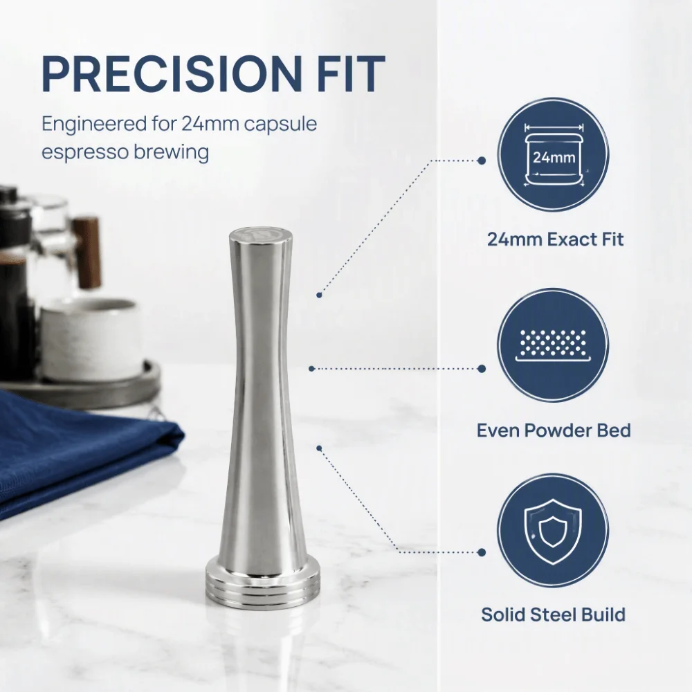 Stainless Steel Espresso Coffee Tamper Silver Manual Pressing Coffee Powder Hammer Filling Compatible for Nespresso