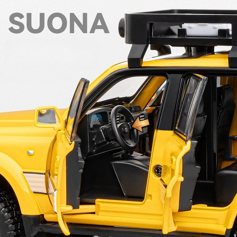 Toyota Land Cruiser LC80 SUV en alliage moulé sous pression, modèle sonore et lumineux, jouet décoratif, ornements tendance, cadeau pour ami, 1:24