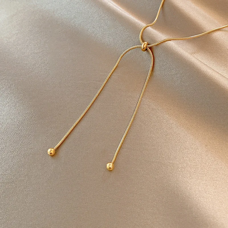 XIYANIKE Chic Style Female Necklace Gold Color Stainless Steel Necklaces Drawstring Size Women Jewelry