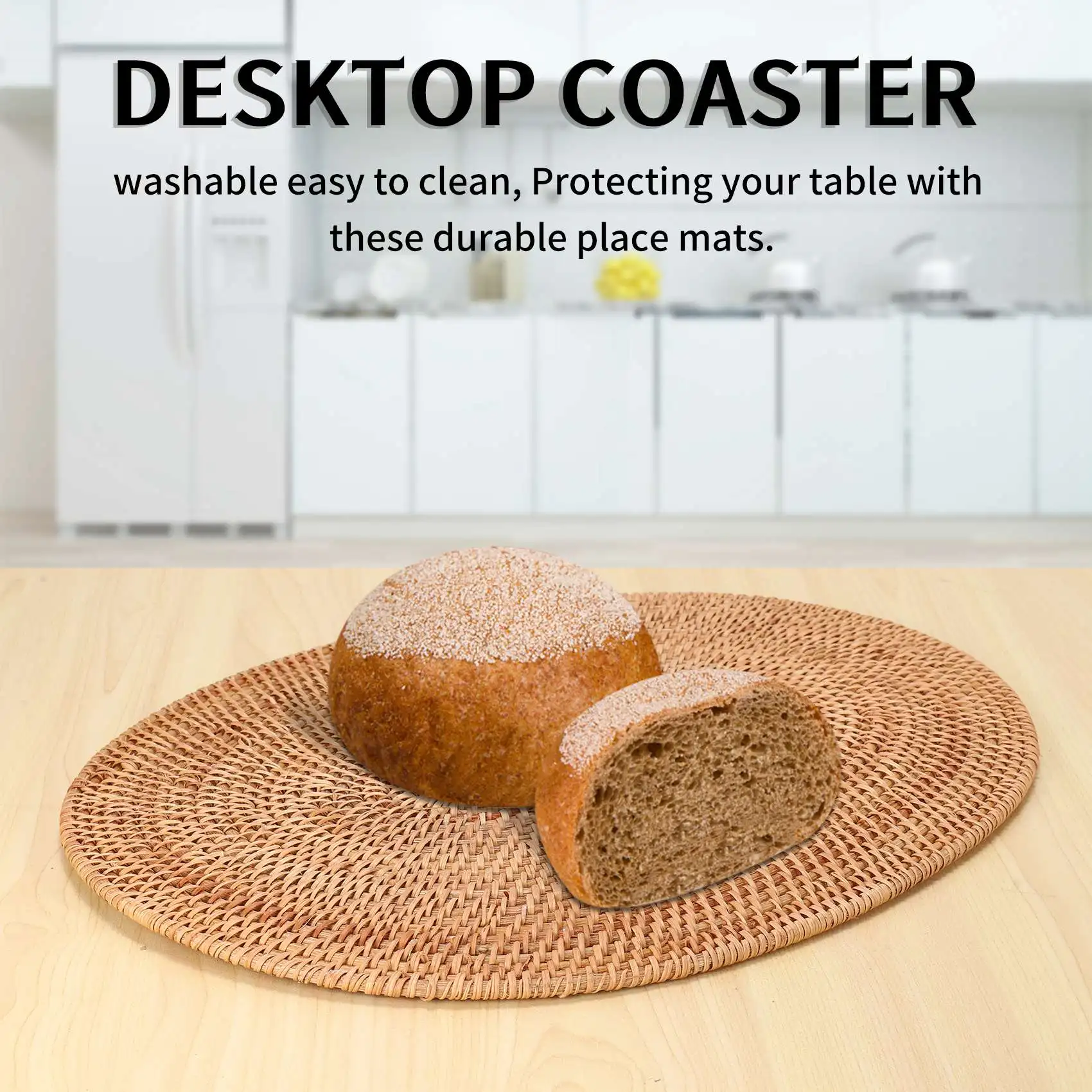 BOFF- Rotan Geweven Placemats Ovale Ronde Placemats Antislip Hittebestendige Placemat Natuurlijke Multifunctionele Placemat 30X40cm