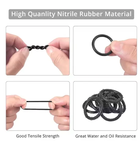 225Pcs O-Ring Assortment 18 SizeO-Ring Seal Assortment Kit Black Nitrile Rubber Gasket Set or Plumbing Automotive Faucet Repair