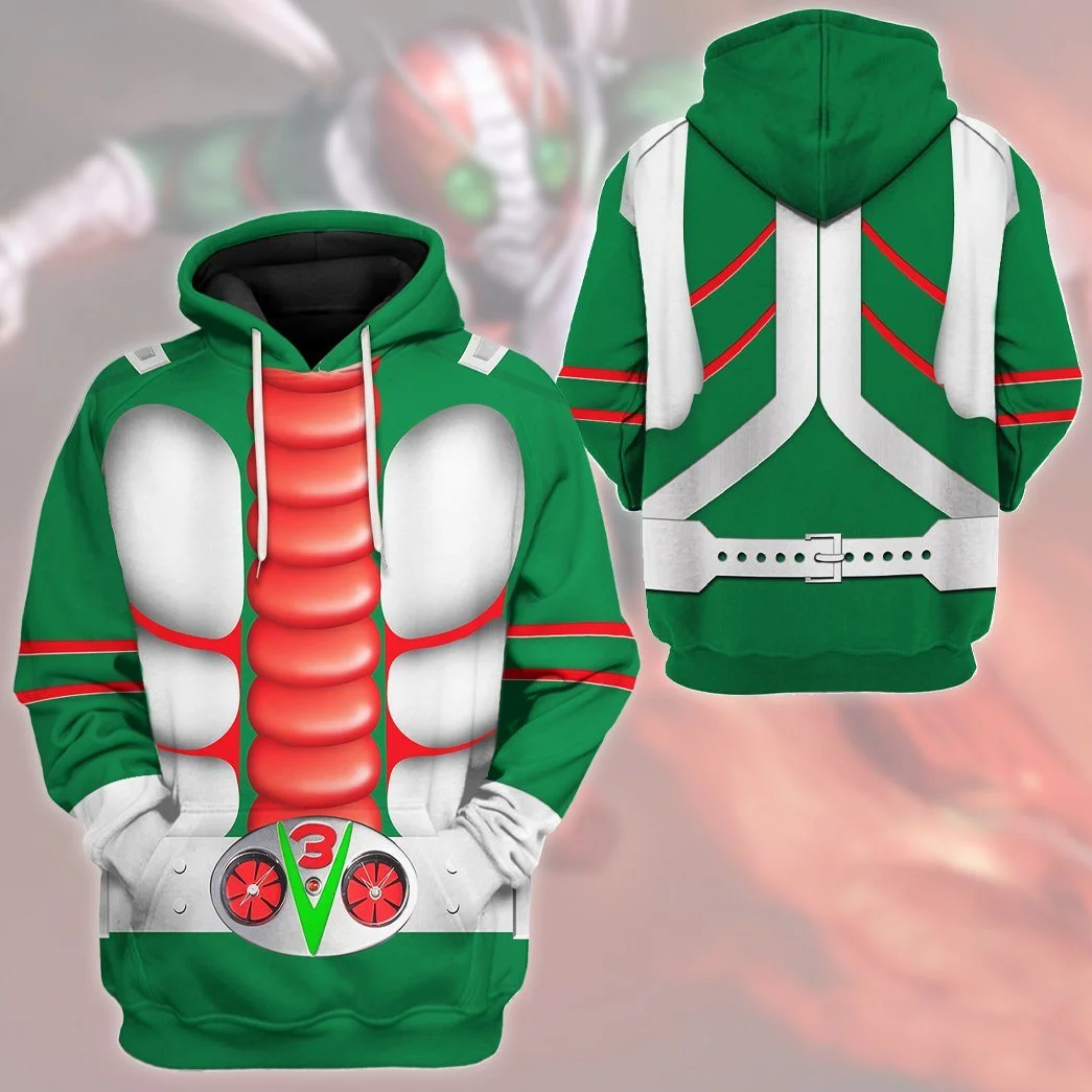 Kamen Rider V3 Cosplay Hoodies Sweatshirts 3D Print Men Women Tracksuit Pullover Japanese Style Street Costume Casual Y2k Hoodie