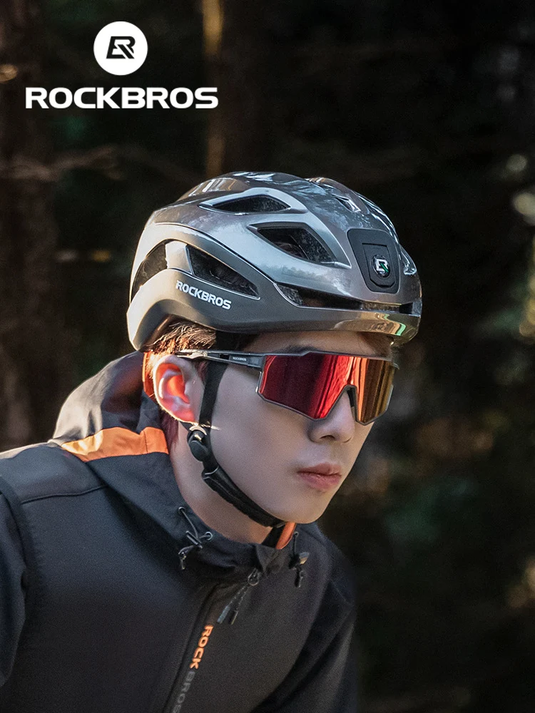 ROCKBROS-casco de bicicleta para hombre, con faro tipo C, ajustable, de seguridad, accesorios para bicicleta de carretera