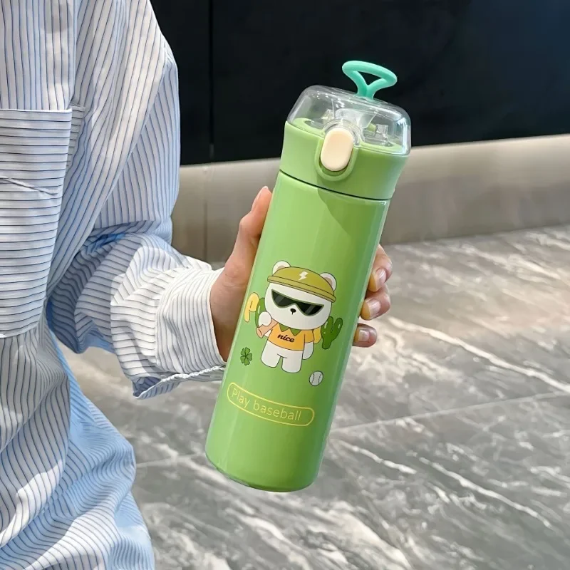 380/500ml Cartoon 304 Stainless Steel Vacuum Cup Anime Good-looking Cute and Portable Vacuum Flask Student Bounce Straw Kettle