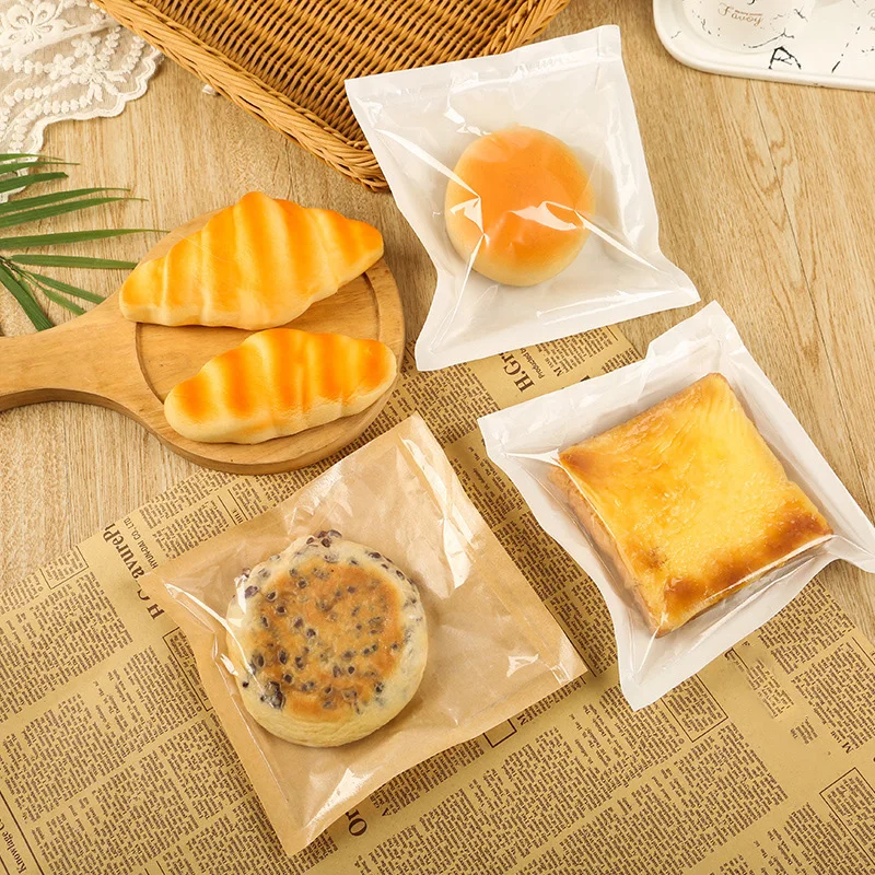 50/100 قطعة أكياس الخبز أكياس الورق المقاومة للزيت نخب الكرواسون الحلويات المنزل المطبخ مخبز المتاح التعبئة والتغليف البني والأبيض #4
