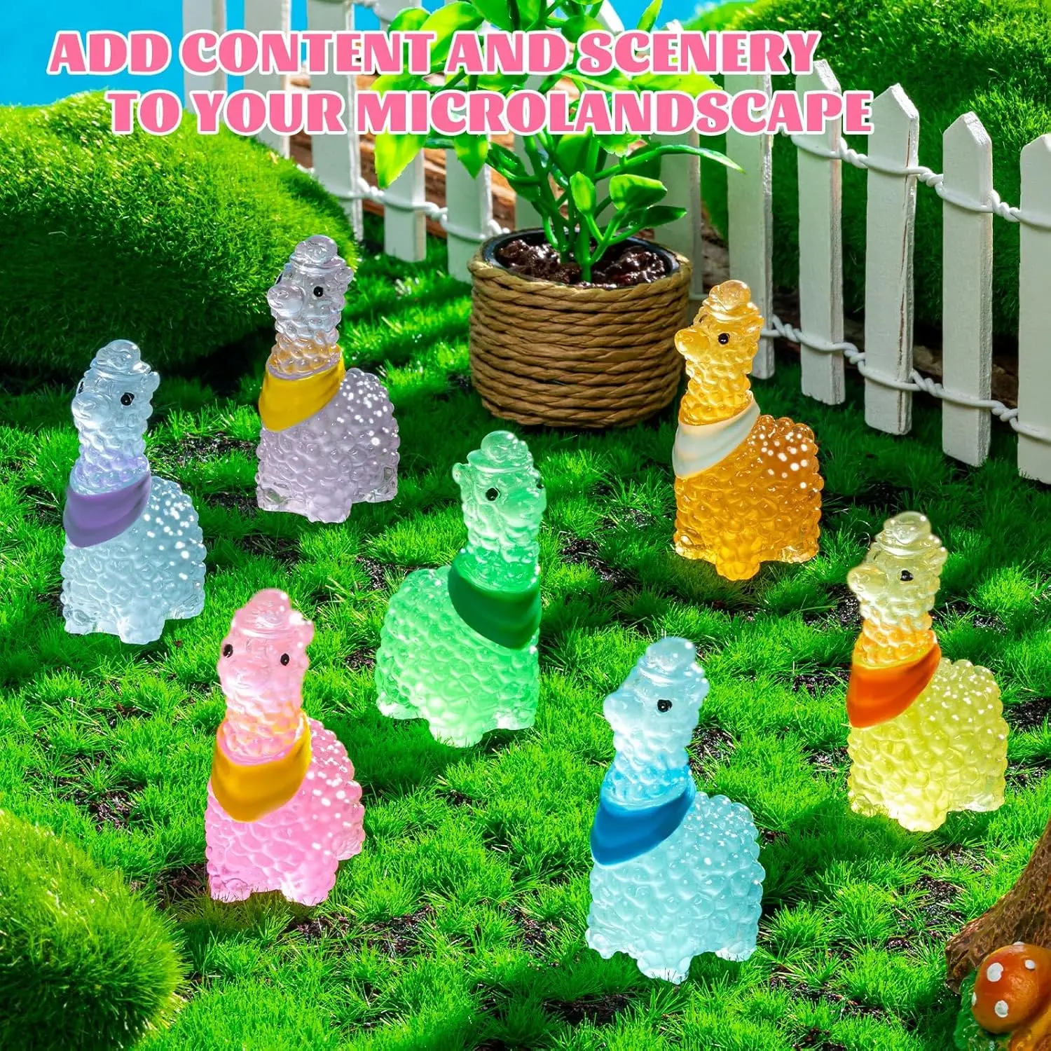 5/10 قطعة مضيئة صغيرة الراتنج الألبكة توهج في الظلام الألبكة اللاما الحيوانات الصغيرة أرقام Crafts بها بنفسك الحرف لحديقة الجنية