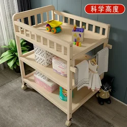 Baby Solid Wood Diaper Changing Table for Newborns Babies Multifunctional Bathing Massage Touch Care Changing Table Movable