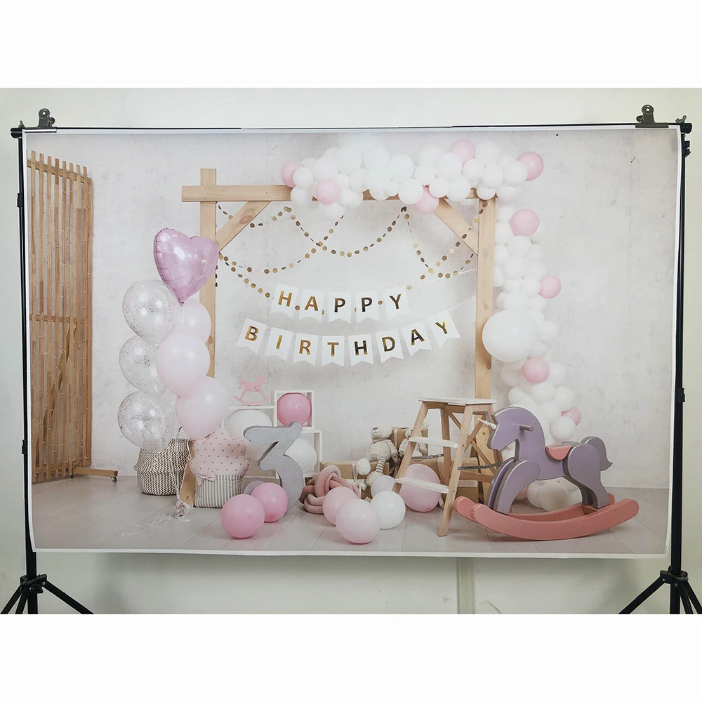 3 Years 1 Year Birthday Party Decor Balloons Photography Backgrounds Vinyl Backdrops for Children Baby Photocall Photo Studio