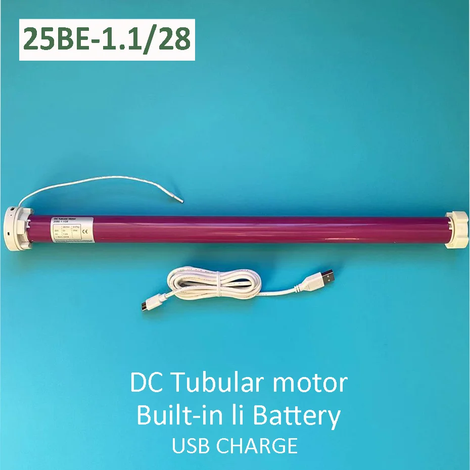 New DC Tubular Motor 1.1/28,Built-in Li Battery USB Charge,Instead of Dooya DM25LEU RF433,Rolling Blinds,Dia.38mm Tube