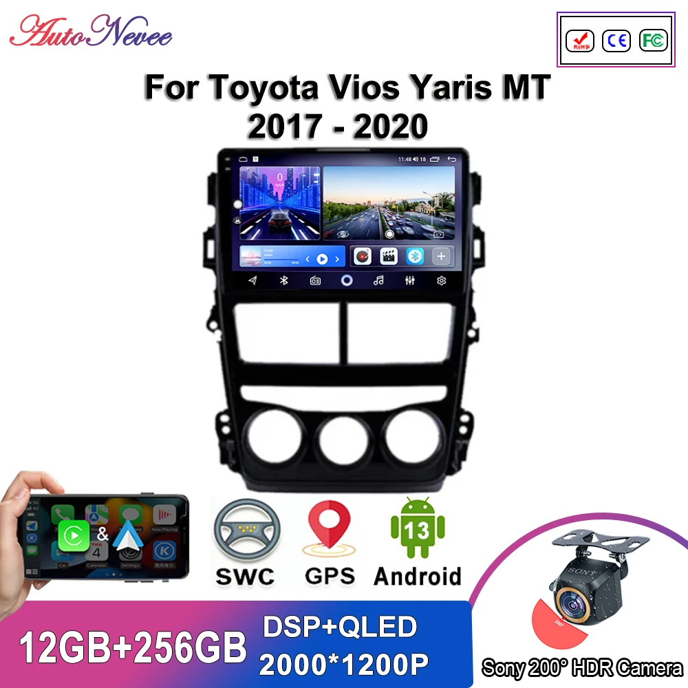 

Android 13 Multimedia For Toyota Vios Yaris MT 2017 - 2020 Auto Radio Stereo Head Unit No 2din DVD High-performance Touch Screen