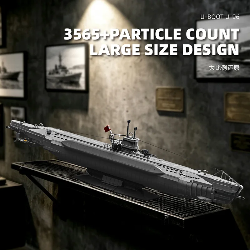 3565pcs U-96 Military Nuclear Submarine Model Kit Intellectual Assembly Toy for Collectors And Hobbyists Display Piece