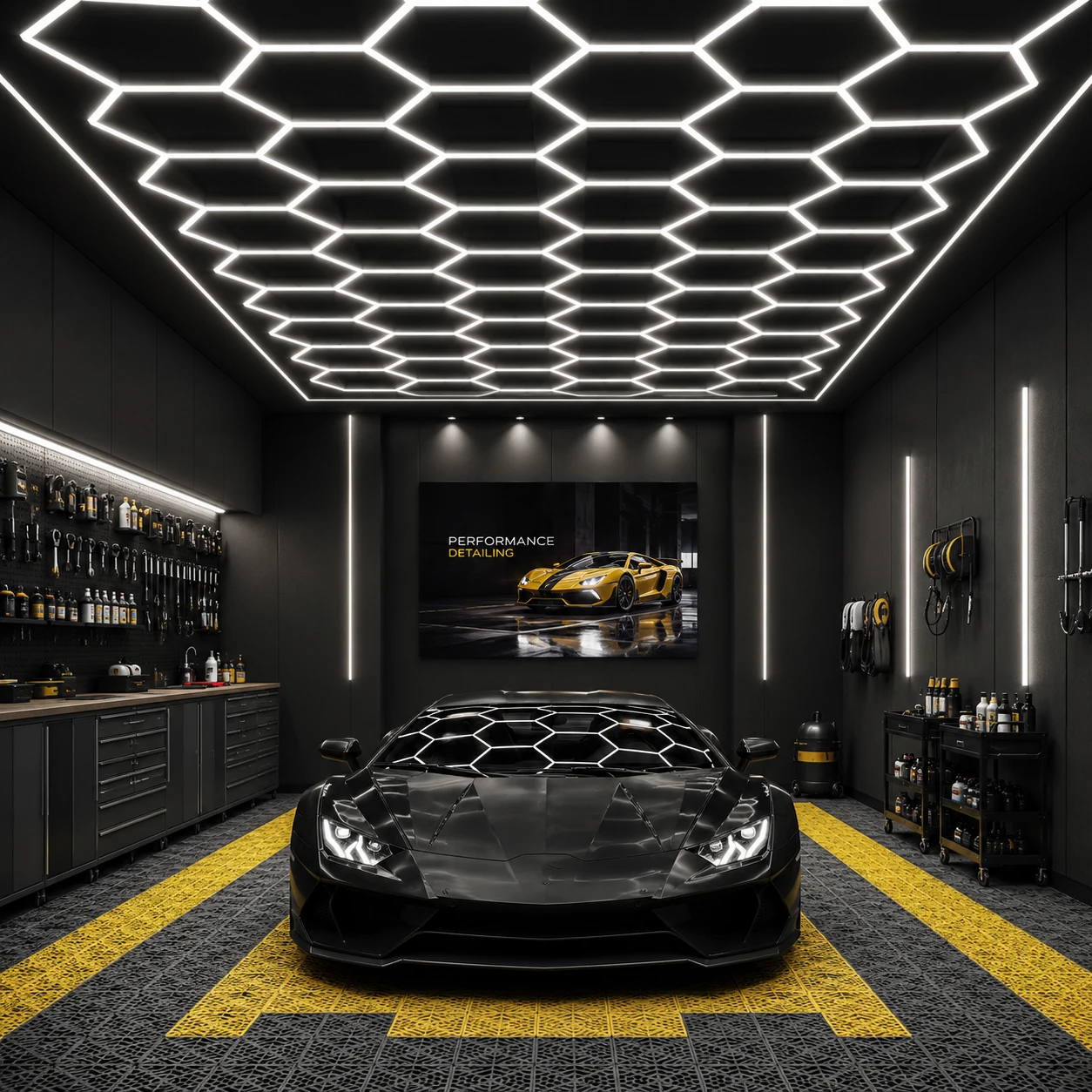 Hexagonal Garage Light, DIY Assembly Honeycomb Lamp, Super Bright Hexagonal LED, Suitable For Car