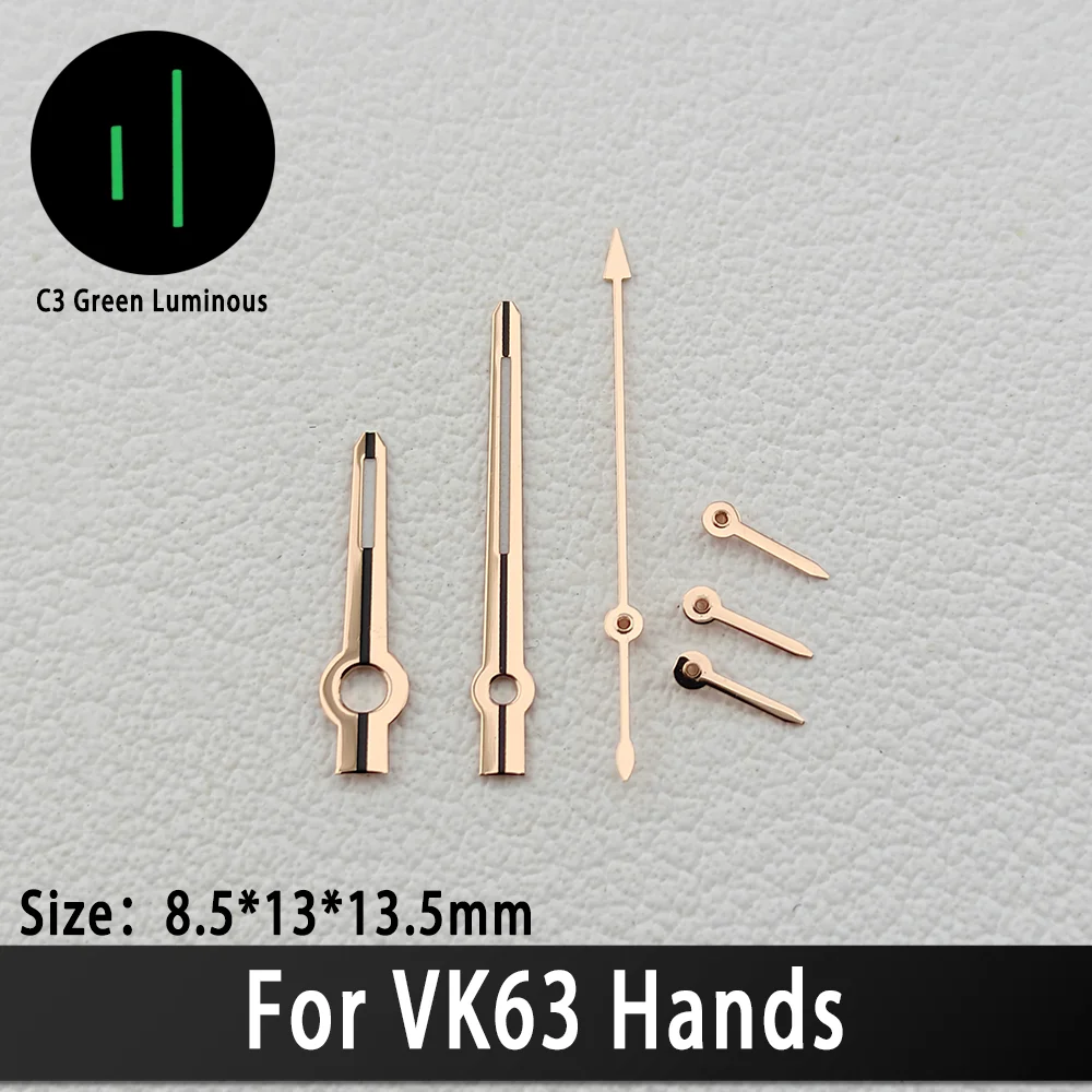 For VK63 Hands C3 Green Luminous Watch Accessories Hands Suitable for VK 63 Quartz Movement Men‘s Watches Parts For Wristwatche image 3