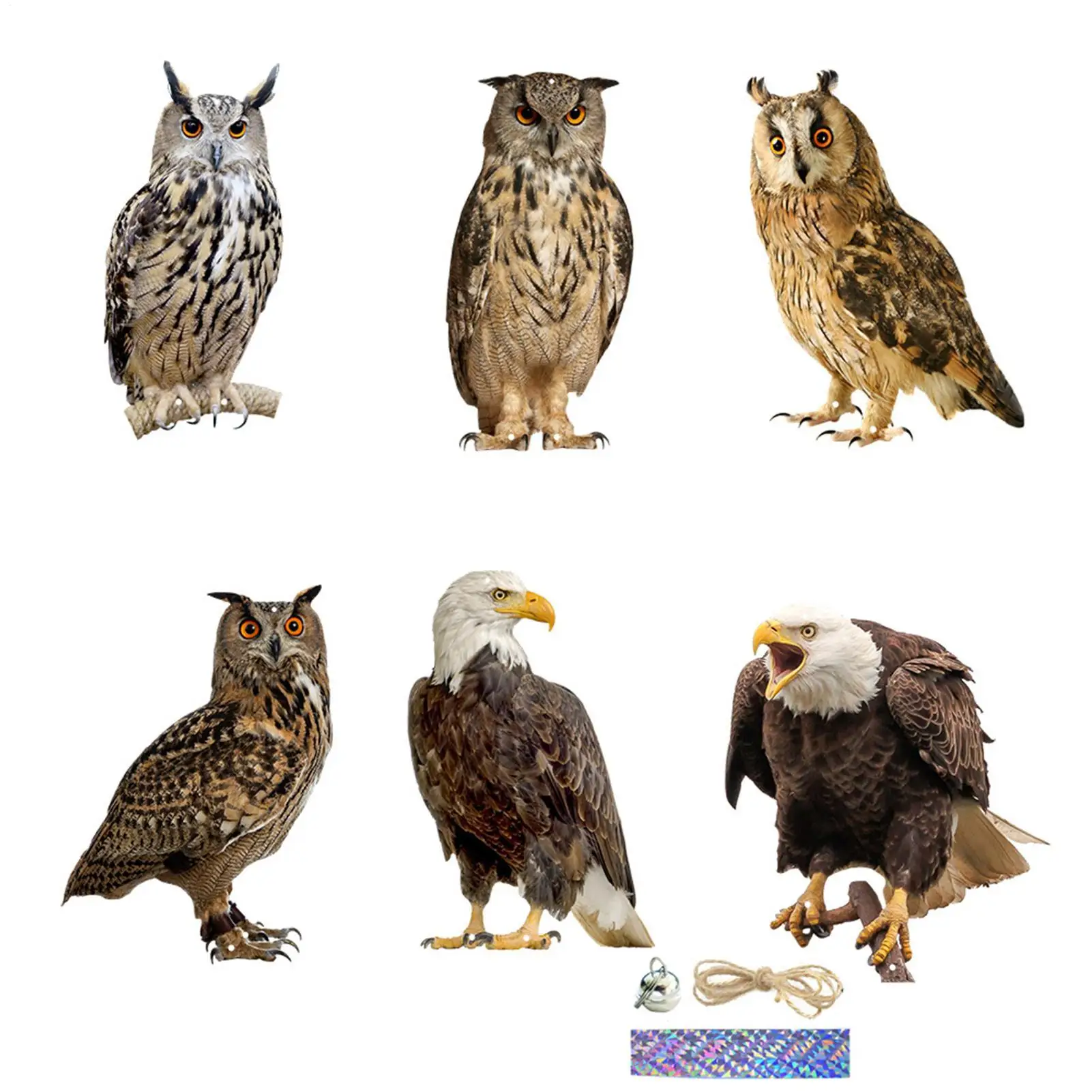 2D Flat Hanging Bird Repellent Owl Bell Pendant Pastoral Orchard Bird Scare Pendant Outdoor Courtyard Decoration Wind Chime