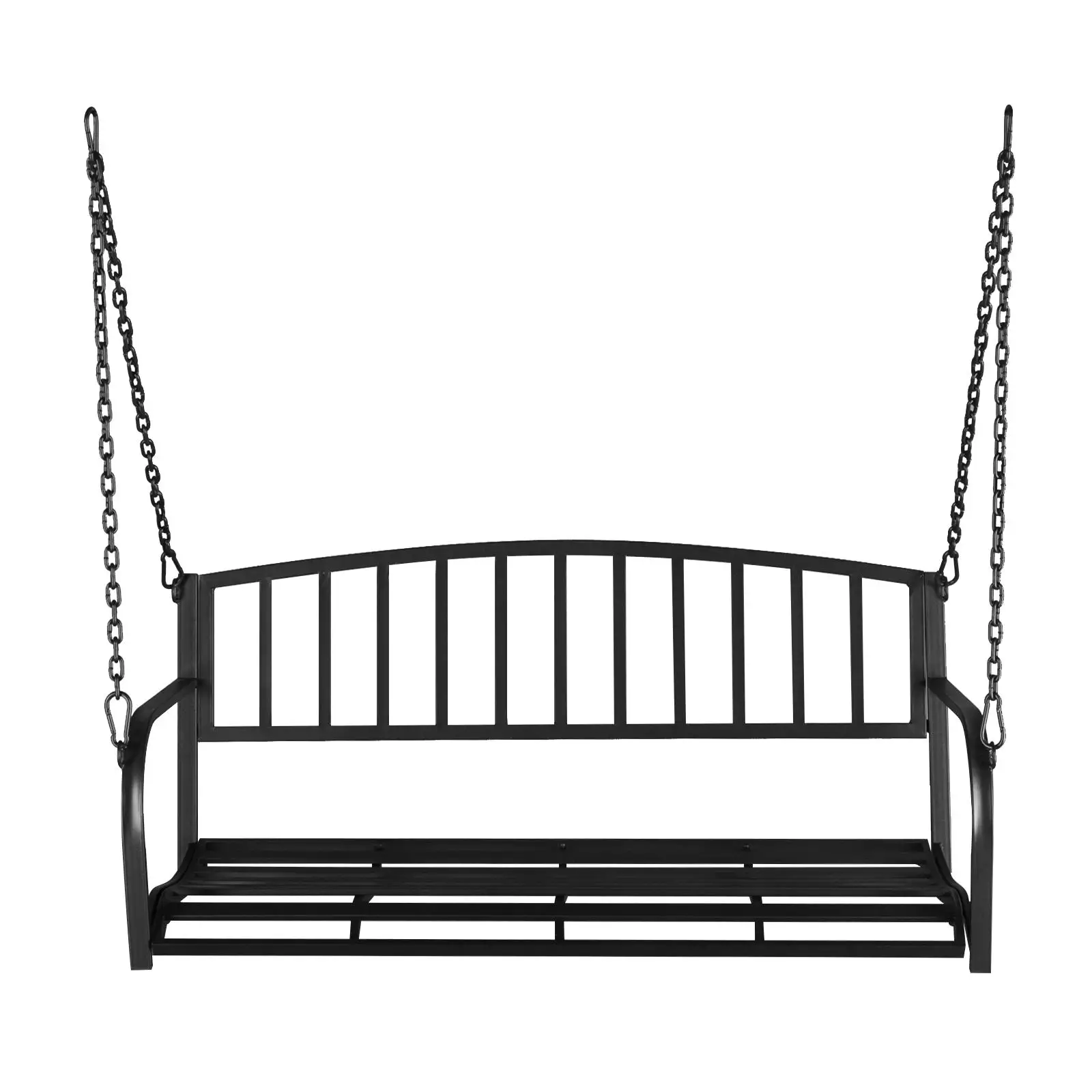 200kg Capacity Iron Art Swing with Vertical Bar Backrest - 118x46x47cm, Black - Chain Included (Frame Not Included)