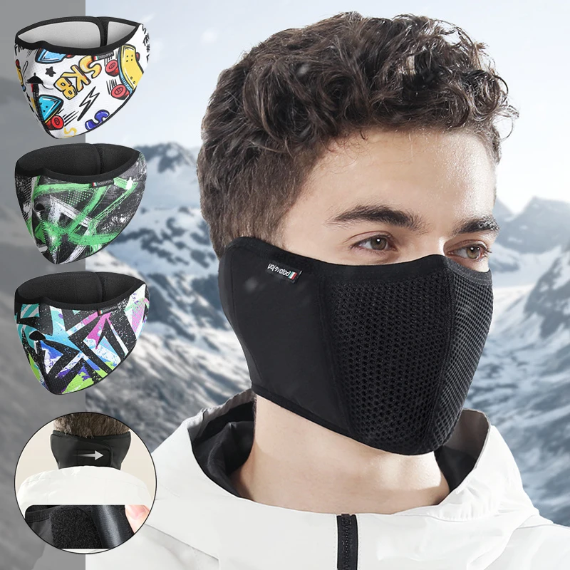 Maschera facciale invernale scaldacollo visiera ciclismo maschera in pile antivento copertura termica per il viso passamontagna antipolvere sport