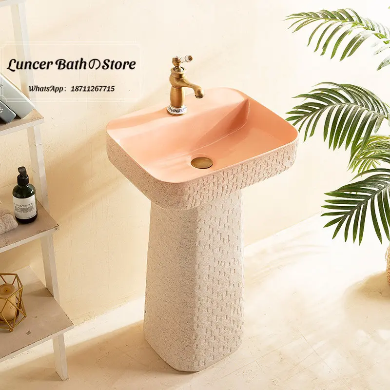 Outdoor Pedestal Sink, Garden Hand Wash Basin for Courtyard, Balcony, Art Vertical Wash Station for Home, Yard