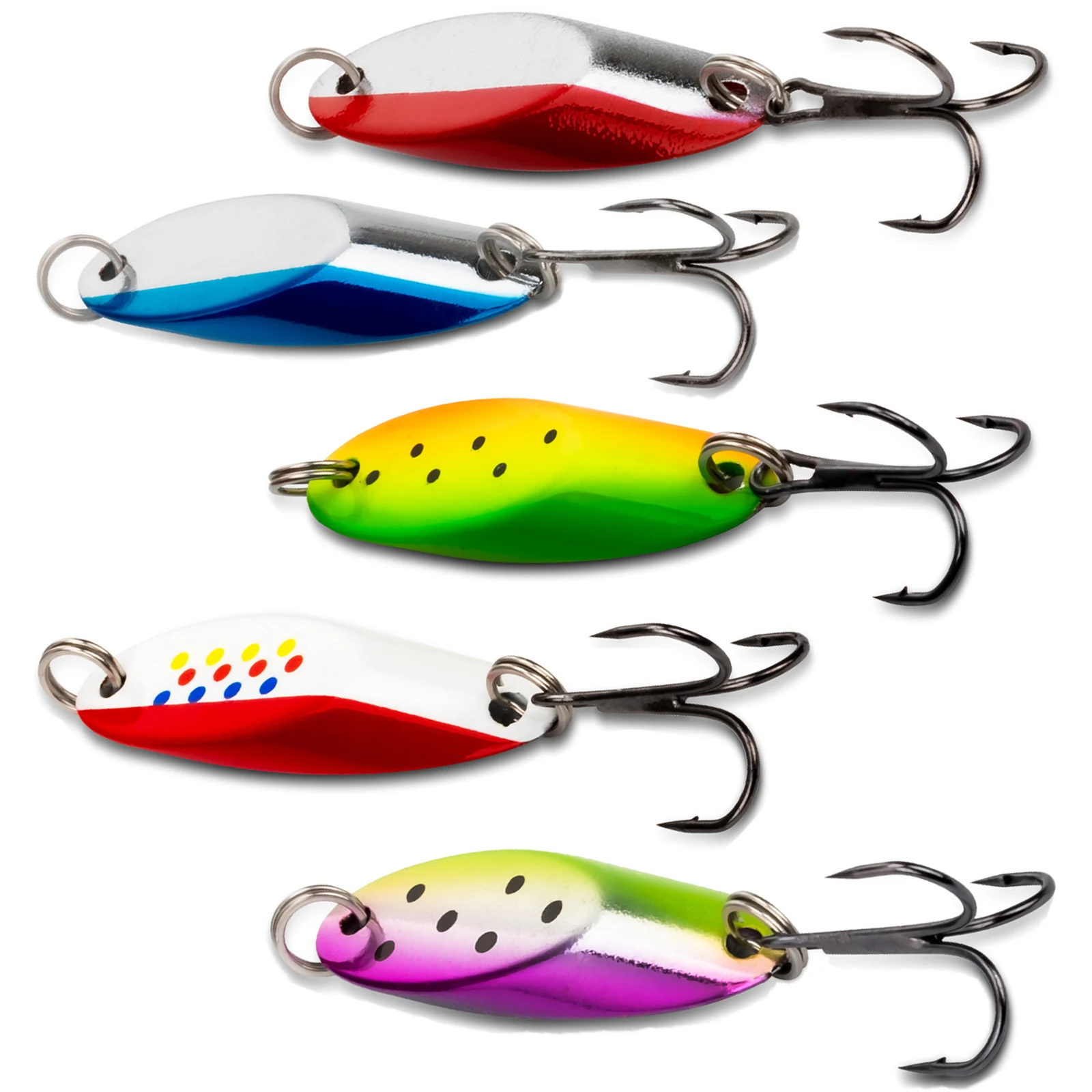 

5pcs Metal Spinners Spoon Lures 3.5g-14.5g Trolling Artificial Bait Pesca Hard Jigging Lure Hooks Set For Trout Pike Perch