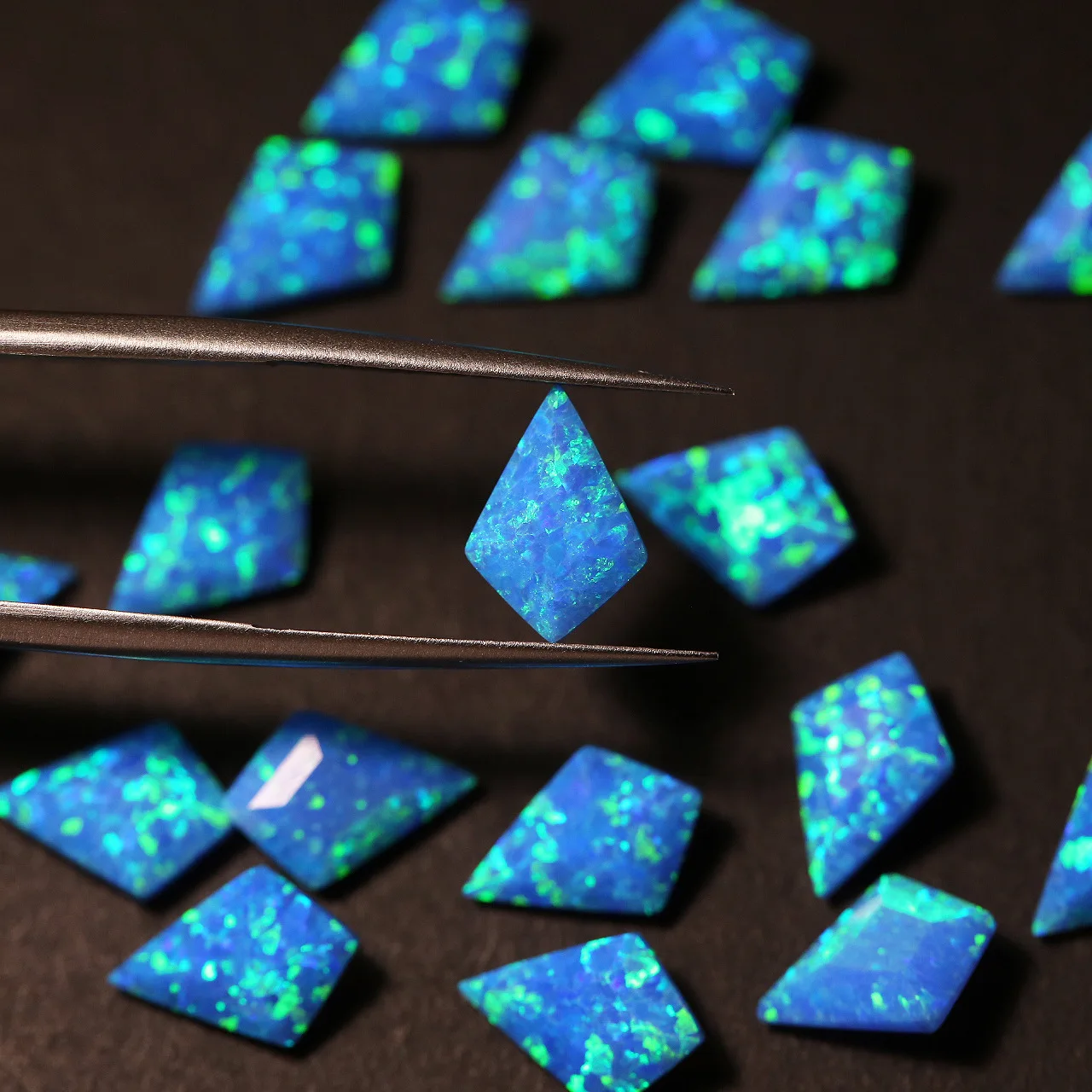 Blue Colour Synthetic Opal Kite Shape Faceted Cut Loose Gemstone Size 7x10mm For Jewelry Making