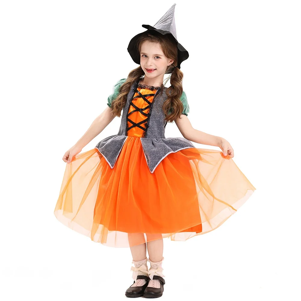 Clássico 2025 abóbora bruxa dr para meninas loween par me saia traje infantil tradicional chinês desempenho de palco