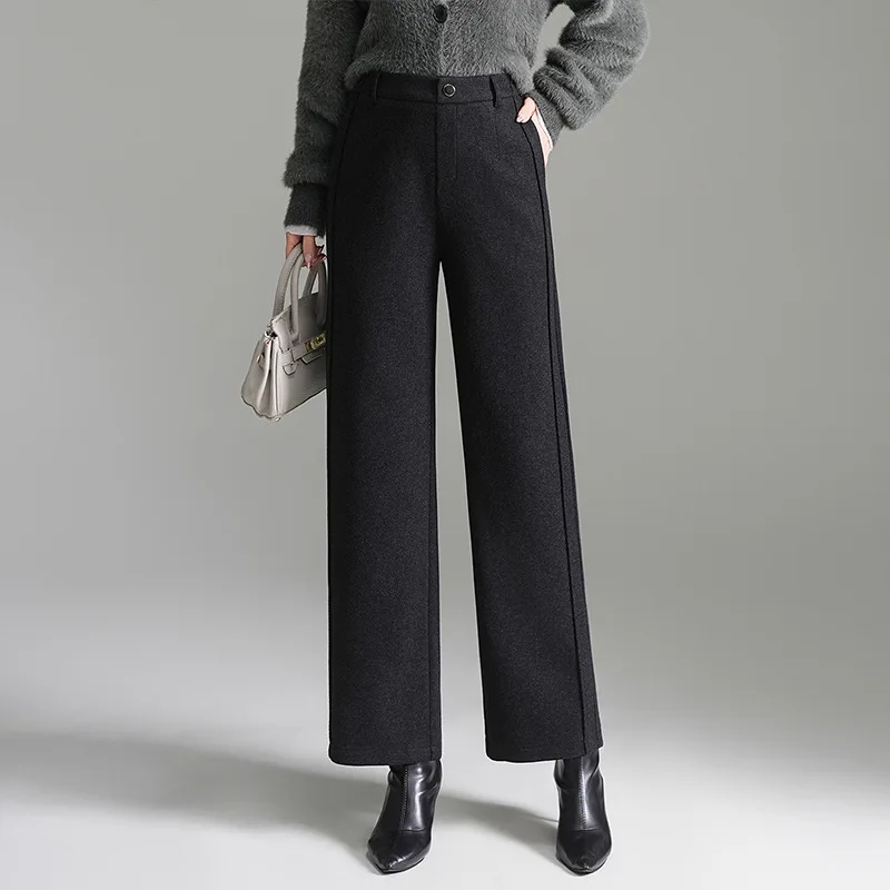 

Fall/Winter Loose Slimming High-Waisted Elegant Nine-Point Straight-Leg Pants Women's Casual Pants