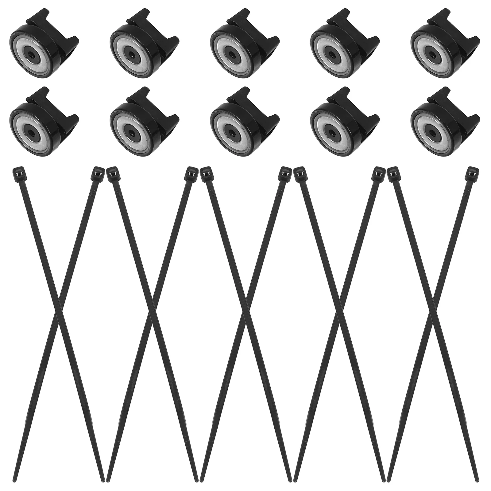 10 Pcs Magnetic Cable Holder Tie Mount Zip Ties Black Seat Wire Base With Nylon Neodymium Magnetic Cable Ties Mount