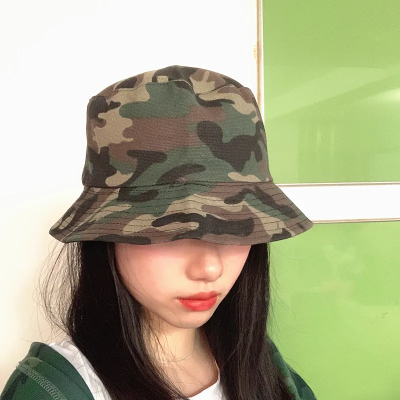 Outdoor Unisex Reversible Camo Digital Style Cotton Bucket Hats for Men Women Shade Soft Hip Hop Panama Fisherman Caps F205