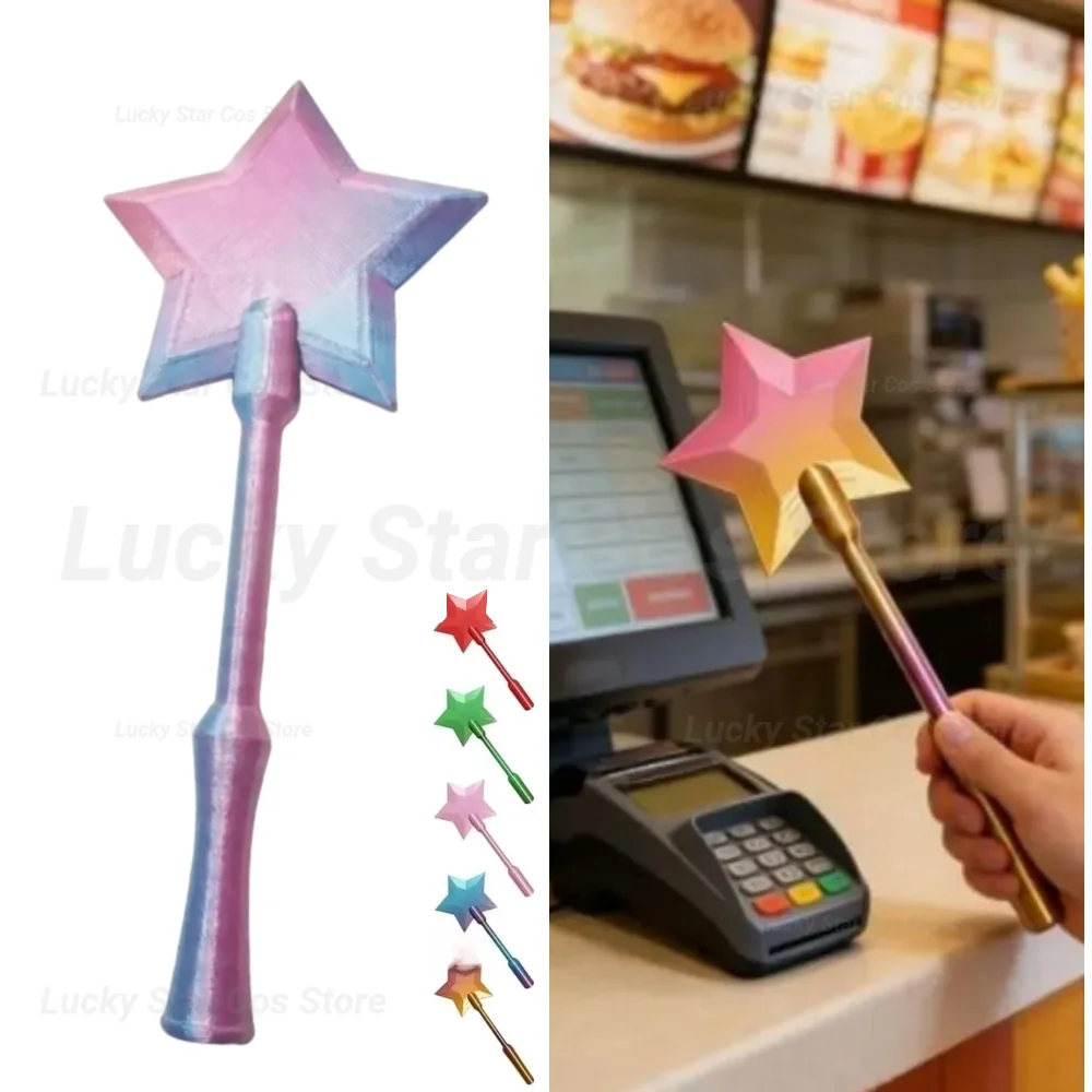 

Fashion Creative 3D Printed Star Magic Wand Tap Pay Card Holder Lightweight Portable 36.8cm Cute Credit Card Holder Daily Use