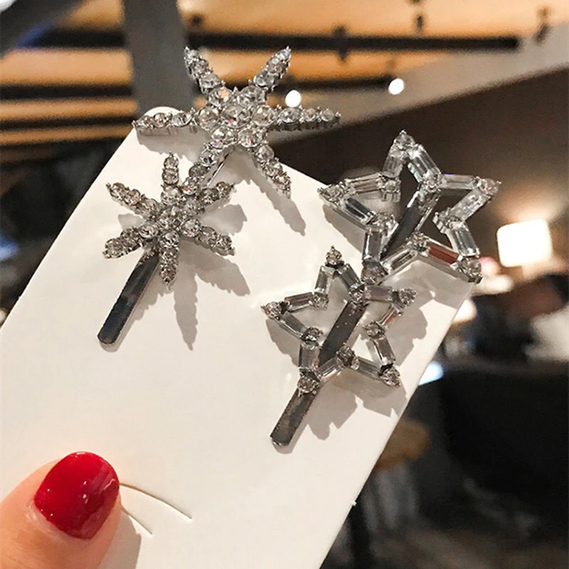 1 قطعة مشبك شعر على شكل نجمة حجر الراين مشبك الشعر المعدني مشبك شعر s باريت دبوس الشعر مجوهرات إكسسوارات الشعر للنساء فتاة التصميم