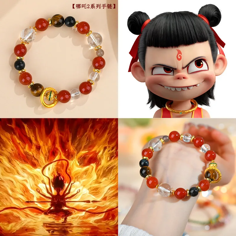 

Network Nezha The Magic Children Of Sea White Tiger Eye Stone Crystal Bracelet Lucky Hand String
