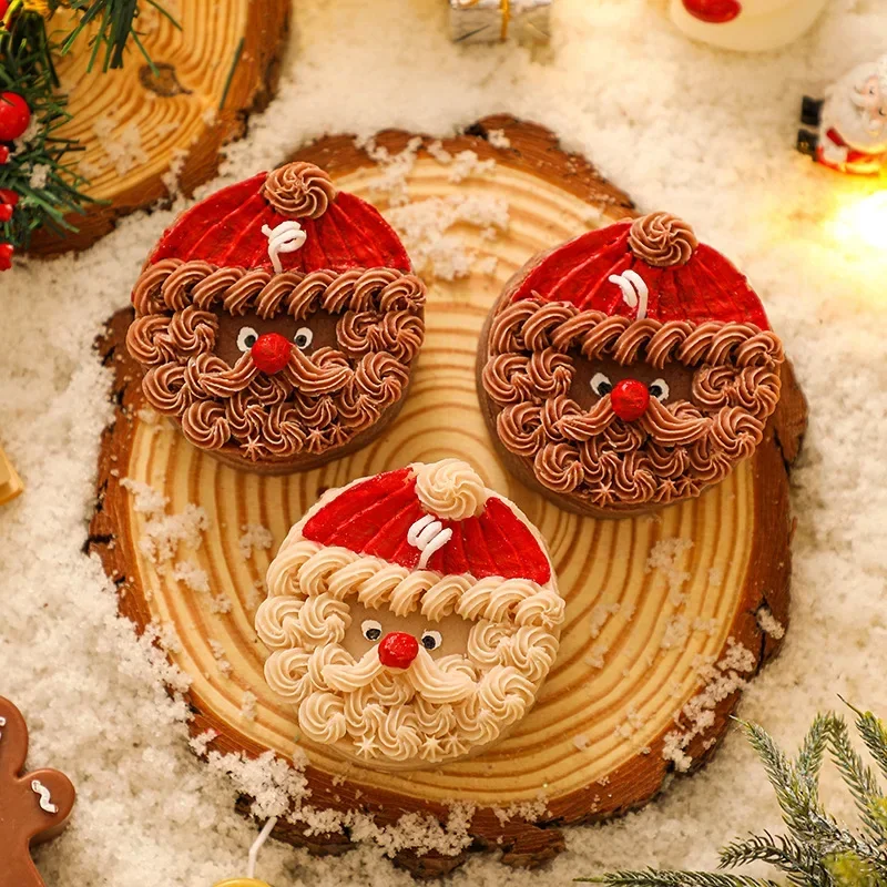 2Pcs Santa Claus mousse cake scented candle creative fragrance indoor Christmas color souvenir scented candles