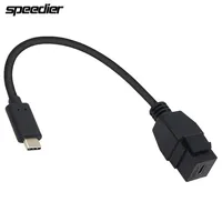 20CM USB 3.1 Type-c Male To Type-c Female Panel Mount Insert Adapter for Wall Socket Face Plate 0.2m Black White