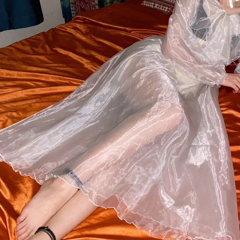 see-through-sexy-glossy-transparent-organza-long-dress-women-plus-size-long-sleeve-maxi-elegant-dress-men-robe