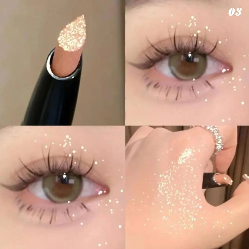 HERORANGE Glittering Clear Explosive Broken Diamond Ice Silkworm Laying Pen Eye Shadow Stick Pearl Makeup