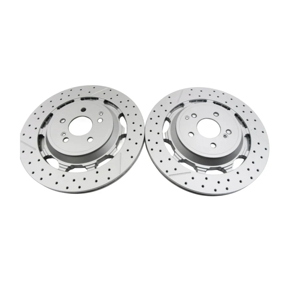 Pair Rear Brake Rotors Fit Mercedes W222 S450 S63 S65 AMG 2014-2020 A2224232012