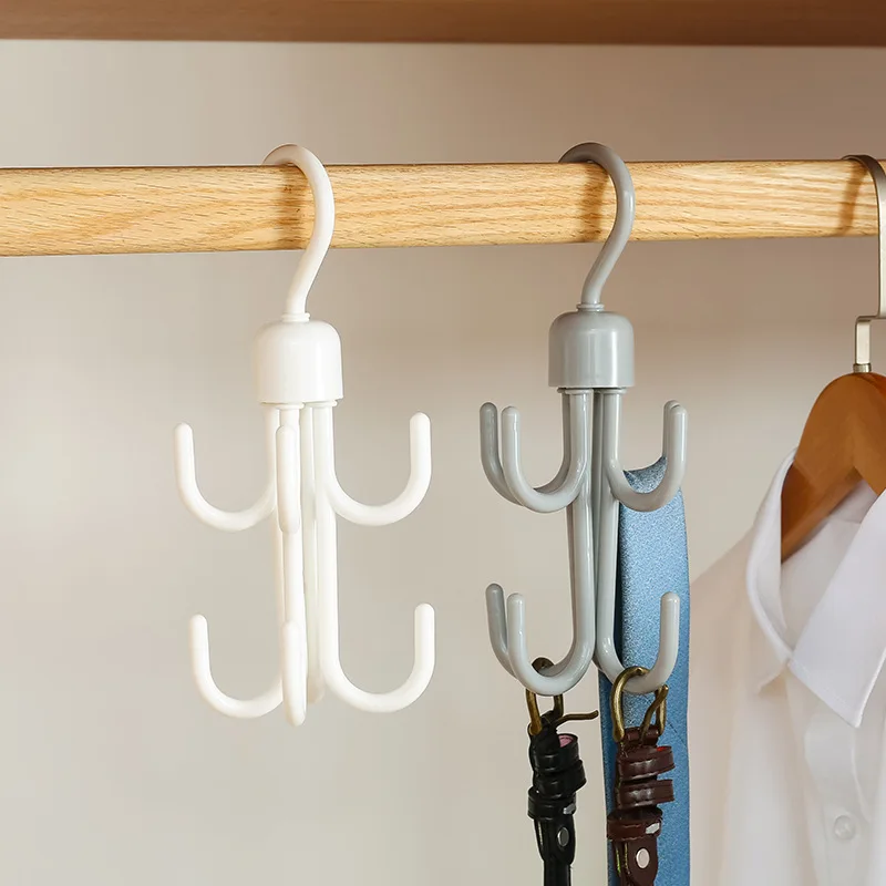 360 Degree Rotating Eight-claw Hangers Hook Multifunctional Wardrobe Closet Bag Scarf Storage Hook Shoes Tie Hanger Space Saving