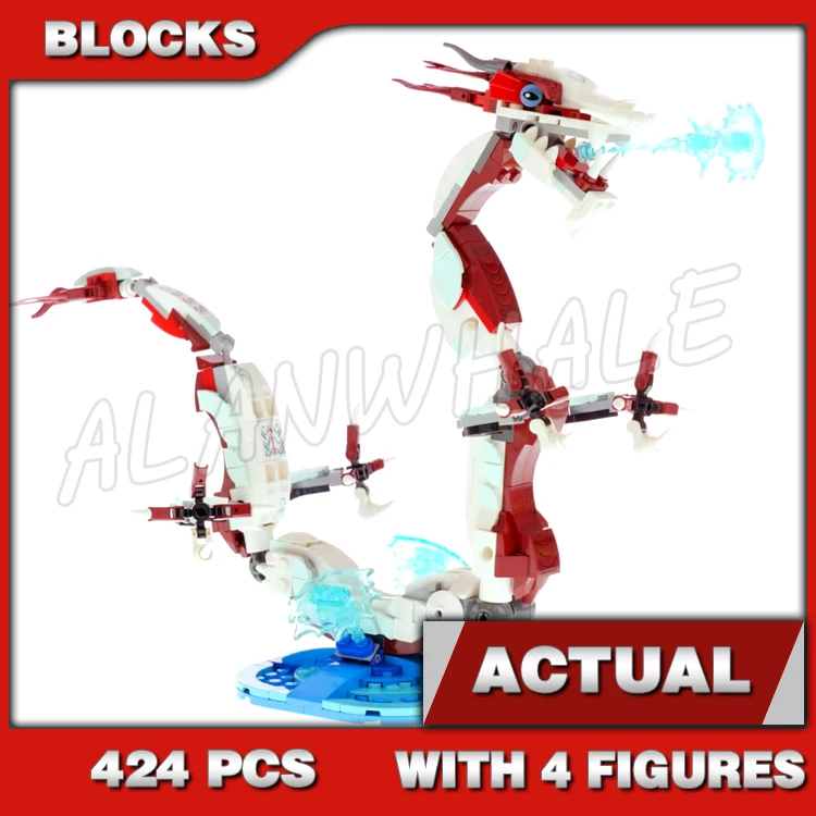 424pcs Super Fighter Battle at the Ancient Village Ten Rings Chinese Dragon 60097 Building Blocks Toy Compatible With Model