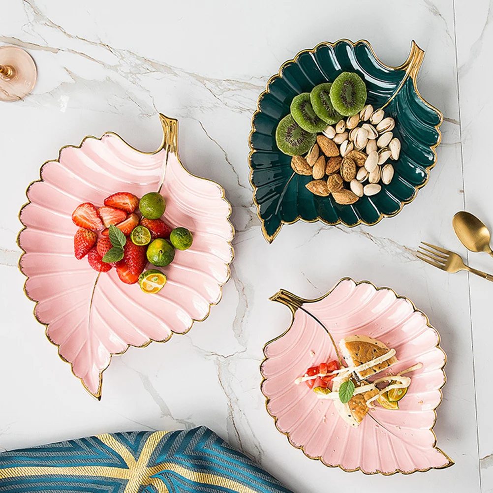 1Pcs Creative Leaf Shaped Jewelry Tray Cake Stand Green Color Even Classic Design Perfect for Events Cake Display Stand