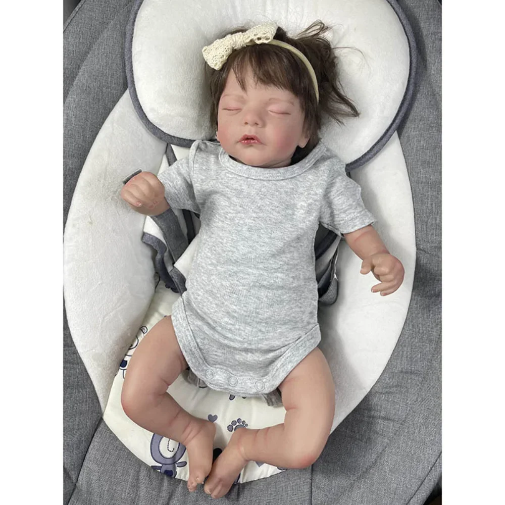 45cm Already Finished Bebe Reborn Doll Sam Newborn Sleeping Baby Soft Touch Lifelike Hand Painted 3D Skin Baby Bebés Reborns