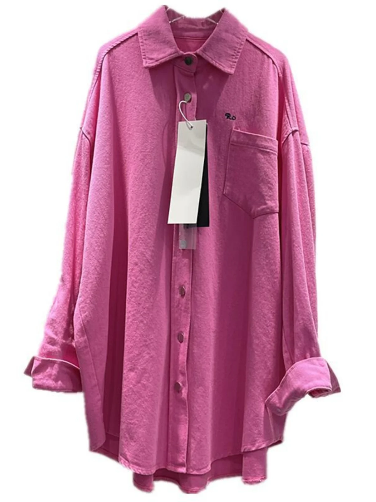 Lâche longue Sve femmes Denim irt printemps automne grande taille confortable vêtements d'extérieur décontractés bouton détail col Polyester