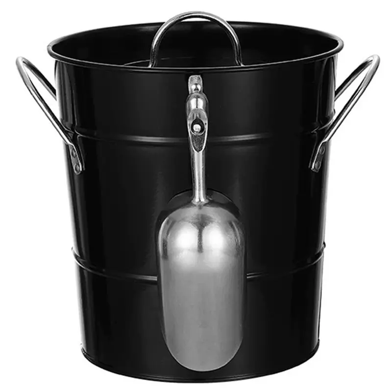 

【CHRISTMAS 】Carry Handle Included 3.5L Galvanized Steel Ice Bucket With Lid And Scoop For Outdoor Bbqs And Parties