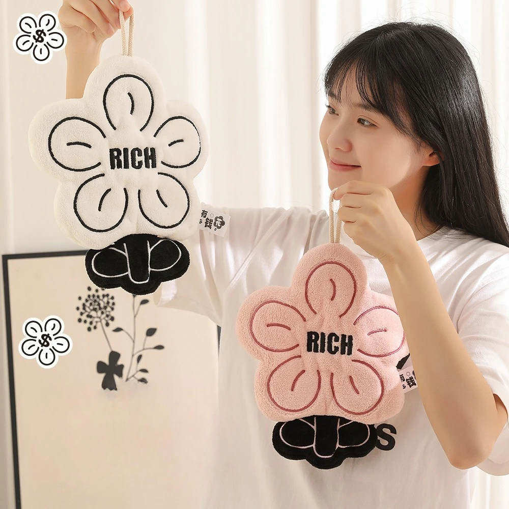 Coral Fleece Thickened Hand Towel Home Kitchen Hanging Dual-purpose Water-absorbing and Quick-drying Square Towel No Shedding