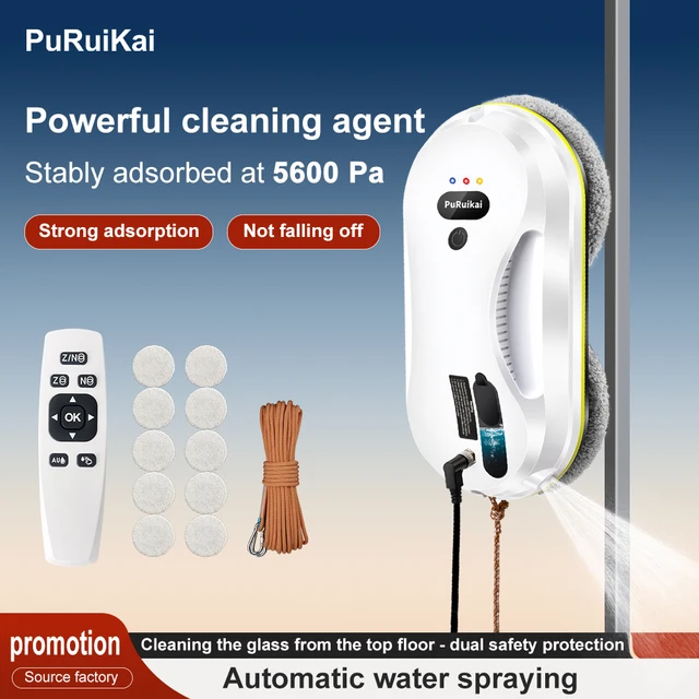 PuRuiKai Household Window Automatic Water Spray Cleaning Robot,With Intelligent Edge Detection System,Robot Glass Cleaner 2 PuRuiKai Household Window Automatic Water Spray Cleaning Robot,With Intelligent Edge Detection System,Robot Glass Cleaner 2