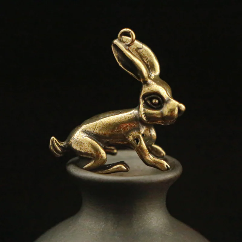 

Китайский ретро-подвеска из цельной латуни со знаком зодиака, подвесной и демонстрационный, медная посуда для рукоделия с милым кроликом